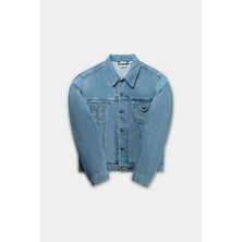 Nunise Denim Ceket - Orta Mavi Renk, Şık Tasarım ve %100 Pamuklu