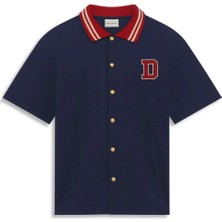 
navy Renkli La Chemise Drôle Sport: Kısa Kollu, Rahat Erkek Gömleği