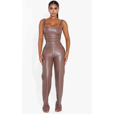 Zip It Faux Leather Pant: V-Yüksek Bel ve Düz Paça ile Şıklığı Yakalayın