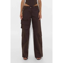 Lucious Pantolon: Şık Kahverengi Cargo Pantolon - Düşük Bel Tasarım ve Cepler