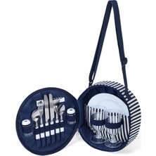 2 Kişilik Piknik Seti, Melamin Tabaklar, Çatal Bıçak Takımı ve Bardaklarla Taşıma Çantası