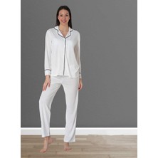 Dvina Effortt Lohusa Pijama Takımı Beyaz - 8097