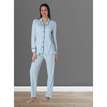 Dvina Effortt Lohusa Pijama Takımı Mavi - 8097