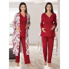 Dvina Effortt Lohusa Sabahlıklı Pijama Takımı Fuşya - 8094