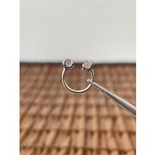 Aida Jewelss 316 L Cerrahi Çelik  Opal Doğal Taşlı Peçne Modeli Halka Piercing 10MM x 1,2mm