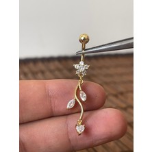 Aida Jewelss 316 L Cerrahi Çelik  Çiçek Sallantılı Markiz Göbek Piercingi