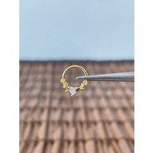 Aida Jewelss 316 L Cerrahi Çelik  Güller ve Zirkon Kalp Kilitli Halka Piercing 8 mm x 1,2 mm