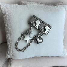 Stainles Steel Yıldız Kalp Detaylı Sallantılı Çiftli Charm