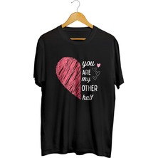 Karikatür Store "sen Benim Diğer Yarımsın" Sevgililer Günü Baskılı Tişört