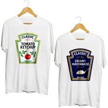 Karikatür Store Ketçap Mayonez Sevgililer Günü Baskılı Tişört