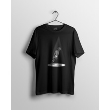 Karikatür Store Unisex Siyah Yer Çekimine Karşı Iskelet Baskılı T-Shirt