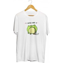 Karikatür Store Tehditkar Kurbağa Baskılı Unisex Tişört