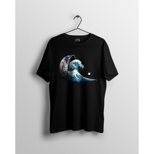 Karikatür Store Dünyanın Hokusai Dalgalı Baskılı  T-Shirt