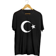 Karikatür Store Beyaz Türk Bayrağı Baskılı Unisex Tişört