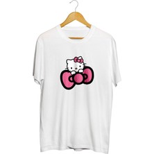 Karikatür Store Hello Kitty Kurdela Baskılı Unisex Tişört