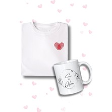 Karikatür Store Isme Özel Unisex Tişört ve Kupa Seti Sevgililer Günü Özel Baskılı Set