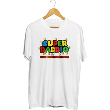 Karikatür Store Super Daddio Mario Babalar Günü Baskılı Unisex Tişört