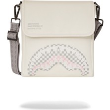 Cream Check Messenger Sling Çanta, Kareli Desen, Kompakt Tasarım