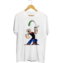 Karikatür Store Temel Reis Ispanak Baskılı Unisex Tişört