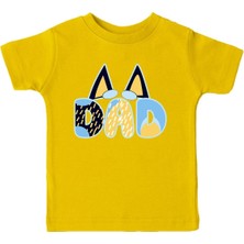Karikatür Store Dad-Baba Kedi Baskılı Sarı Unisex Çocuk Tişört