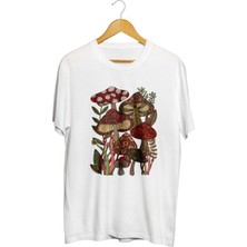 Karikatür Store Mantar Familyası Baskılı Unisex Tişört