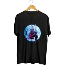 Karikatür Store Demon Slayer Inosuke Under The Moon Anime Baskılı Unisex Tişört
