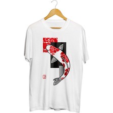 Karikatür Store Japon Balığı Koi Baskılı Unisex T-Shirt