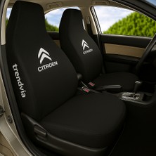 Citroën Logolu Siyah Penye Oto Koltuk Kılıfı Ön ve Arka Set - Servis Kılıfı