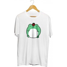 Karikatür Store Çilekli Kurbağa Baskılı Unisex Tişört