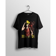 Karikatür Store One Piece Luffy Baskılı Anime Tişört