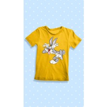 Karikatür Store Looney Tunes Bugs Bunny Baskılı Sarı Unisex Çocuk Tişört