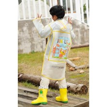 Çocuk Yağmurluk ve Rüzgarlık Kapüşonlu Çantalık Bölmeli Figürlü Sarı ( Xl Beden -9-10 Yaş ) M-2672