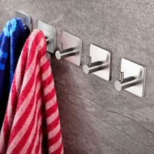 Paslanmaz Çelik Yapışkanlı Banyo Askısı 3'lü Set Bornoz Askısı / Havlu Askısı / Havluluk