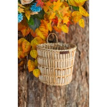 Atandu Home %100 El Yapımı Doğal Hasır Kapı Süsü & Gazetelik | 21X20 cm | Askılı Duvar Sepeti – Organizer Çiçeklik