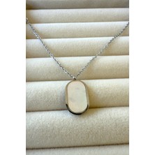 Jewels Of Hope Oval Beyaz Sedef Taşlı Kadın Kolye 51 cm Paslanmaz Çelik Kolye