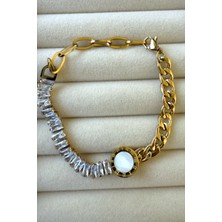 Jewels Of Hope Zirkon Taşlı Curb Zincir Bileklik 19 cm Paslanmaz Çelik Bileklik Kadın