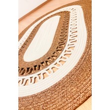 Bhr Creative Jüt Trikotlu Oval Salon Mutfak Balkon Oturma Odası Kapı Önü Banyo Paspas Yolluk Kilim