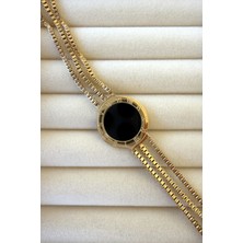 Jewels Of Hope Siyah Taş Detaylı Kadın Bileklik 20 cm 316L Paslanmaz Çelik Bileklik
