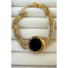 Jewels Of Hope Siyah Taş Detaylı Kadın Bileklik 20 cm 316L Paslanmaz Çelik Bileklik
