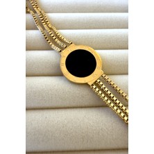 Jewels Of Hope Siyah Taş Detaylı Kadın Bileklik 20 cm 316L Paslanmaz Çelik Bileklik