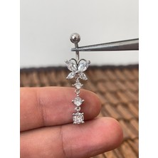 Aida Jewelss 316 L Cerrahi Çelik  Sallantılı Kelebek Modeli Göbek Piercingi