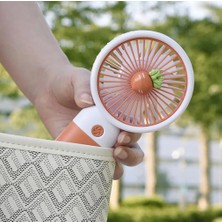 3 Kademeli Meyve Figürlü Mini Fan - USB Şarjlı Standlı Mini El Fanı (Havuç Figürlü)