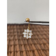 Aida Jewelss 316 L Cerrahi Çelik  Çiçek Kuzey Yıldızı Parlak Zirkon Taşlı Göbek Piercingi