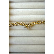 Jewels Of Hope Zirkon Taşlı Yıldız Motif Kadın Bileklik 20 cm Paslanmaz Bileklik Gold