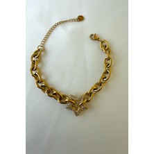 Jewels Of Hope Zirkon Taşlı Yıldız Motif Kadın Bileklik 20 cm Paslanmaz Bileklik Gold