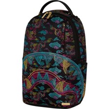 Embroıdered Dragons Dlx Sırt Çantası, Su Geçirmez Suni Deri, Laptop ve Gözlük Bölmeli