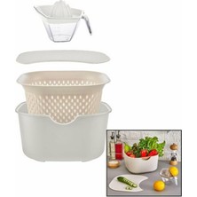 5 Parça Mutfak Seti: Salata Kasesi, Kesme Tahtası, Limon Sıkacağı, Süzgeç
