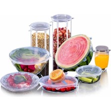 6'lı Silikon Streç Kapak Seti, Gri, Tencere ve Tabak Koruyucu