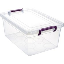 Şeffaf ve Kilitli Oyuncak Saklama Kutusu, 14 Litrelik, Beyaz Renkli, Pratik ve Şık Tasarım