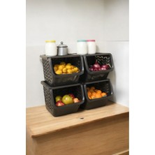 Turuncu Çok Katlı Sebze ve Meyve Rafı, Havalandırmalı, 24 Lt, 4'lü Set